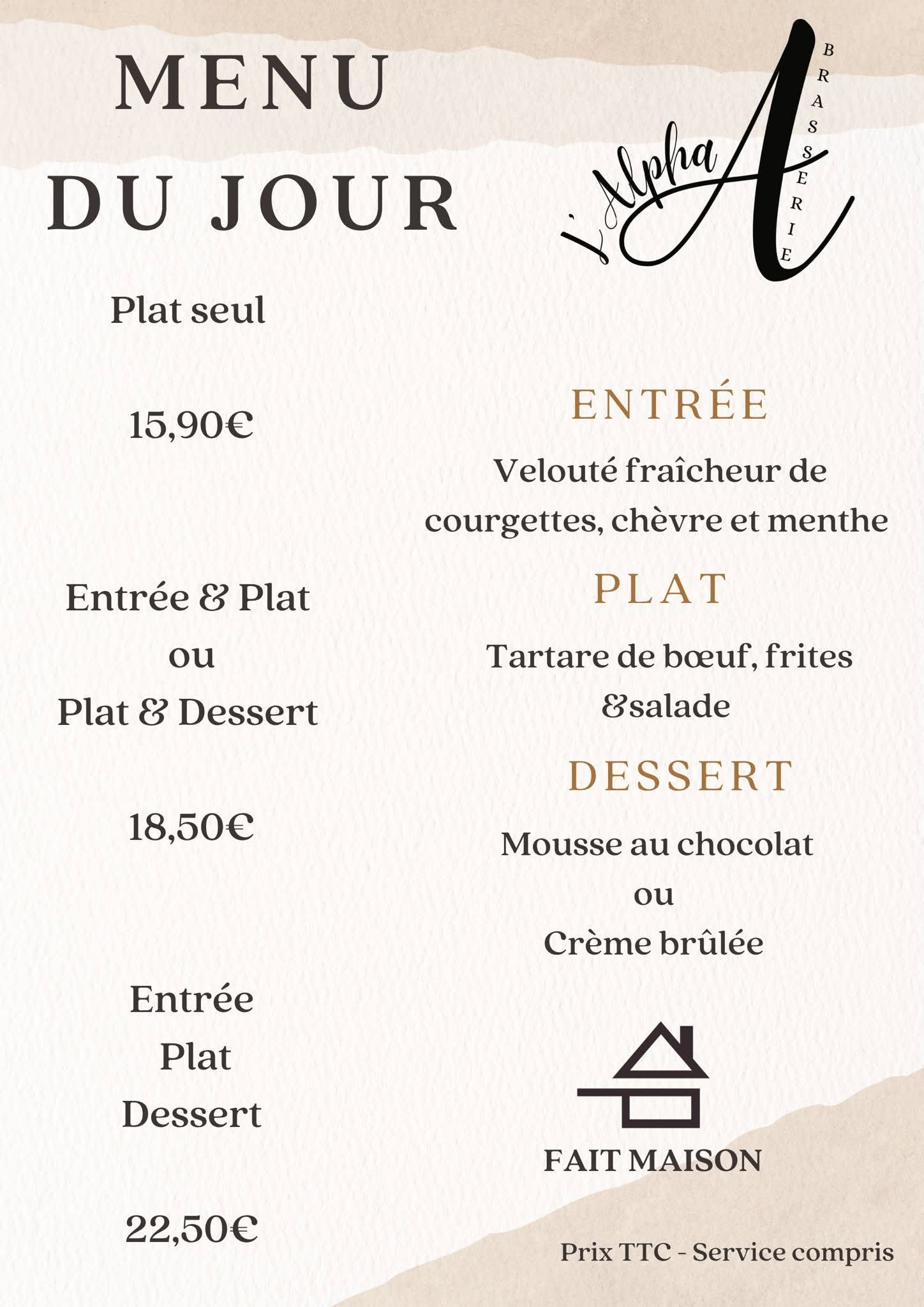 Menu du jour
